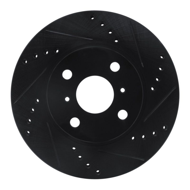 R1 06-19 Scion IQ Front Right Drilled & Slotted Black Brake Rotor