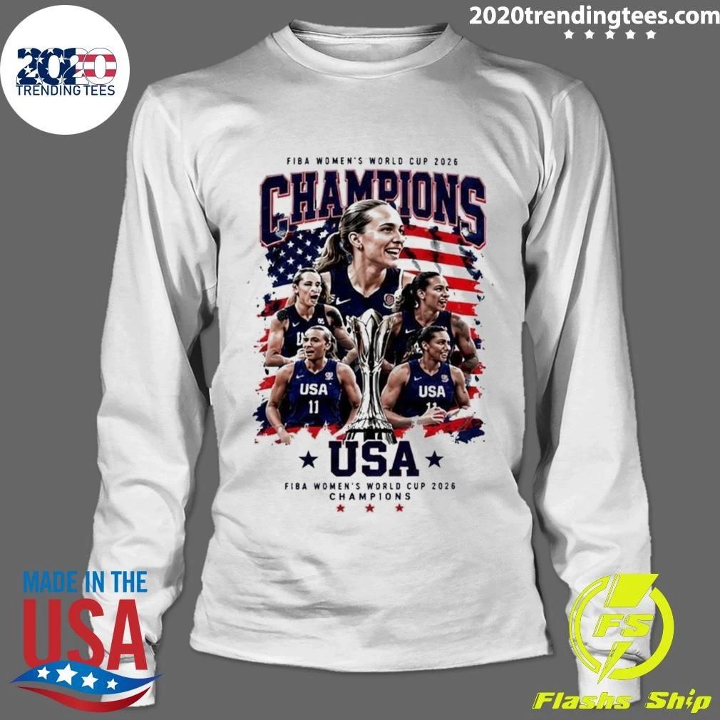 FIBA Women’s Basketball World Cup 2026 USA Flag Gold Trophy Team Champions Shirt