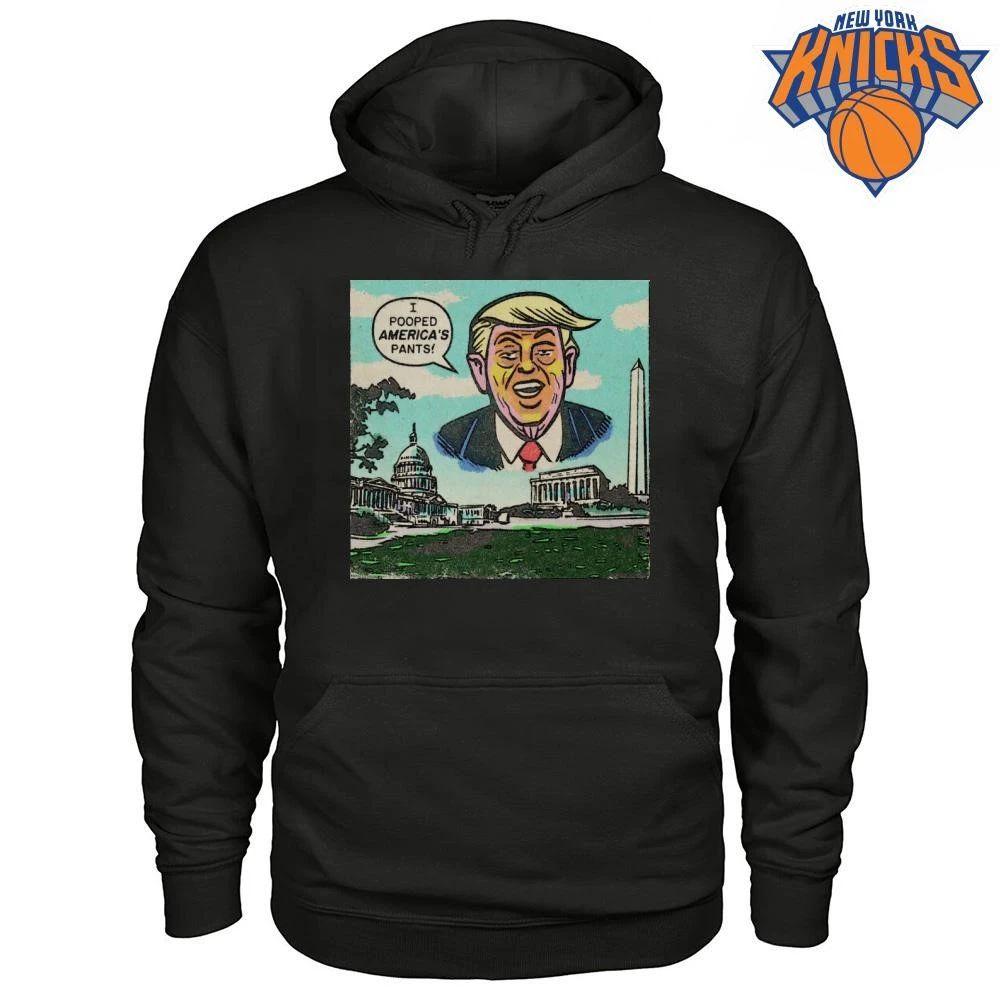 I Pooped Americas Pants Funny Vintage Comic Book Parody Anti Donald Trump Political Satire Shirt