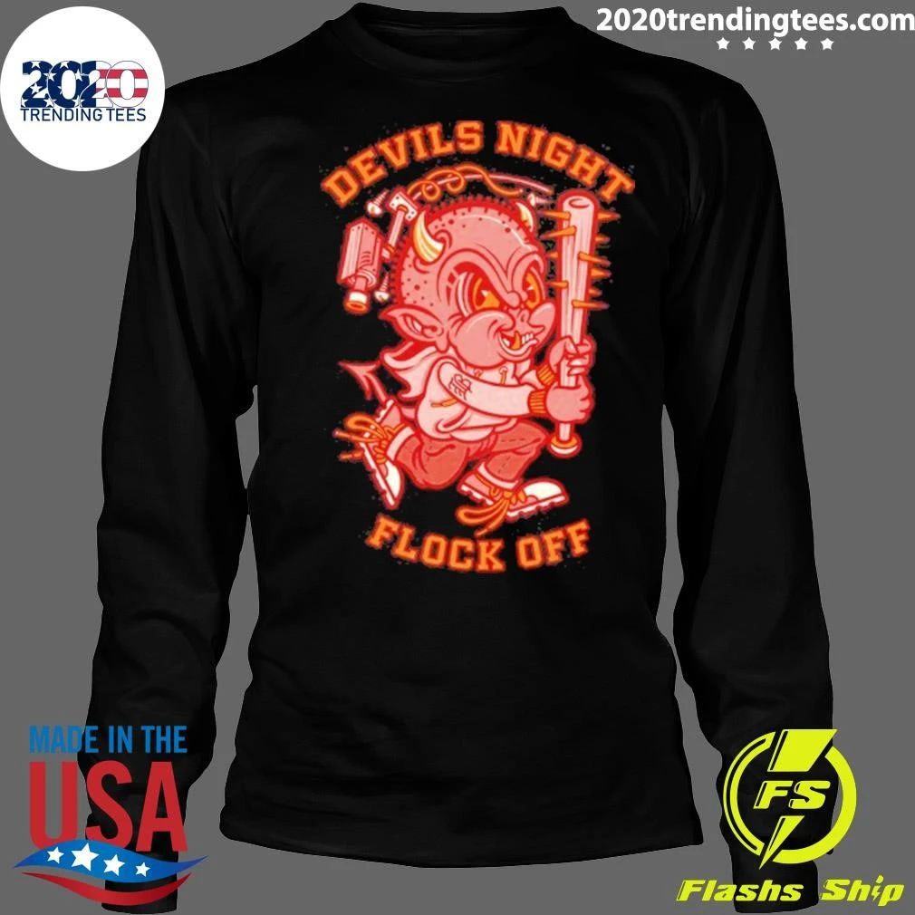 Devils Night Flock Off Devil With Spiked Bat Shirt