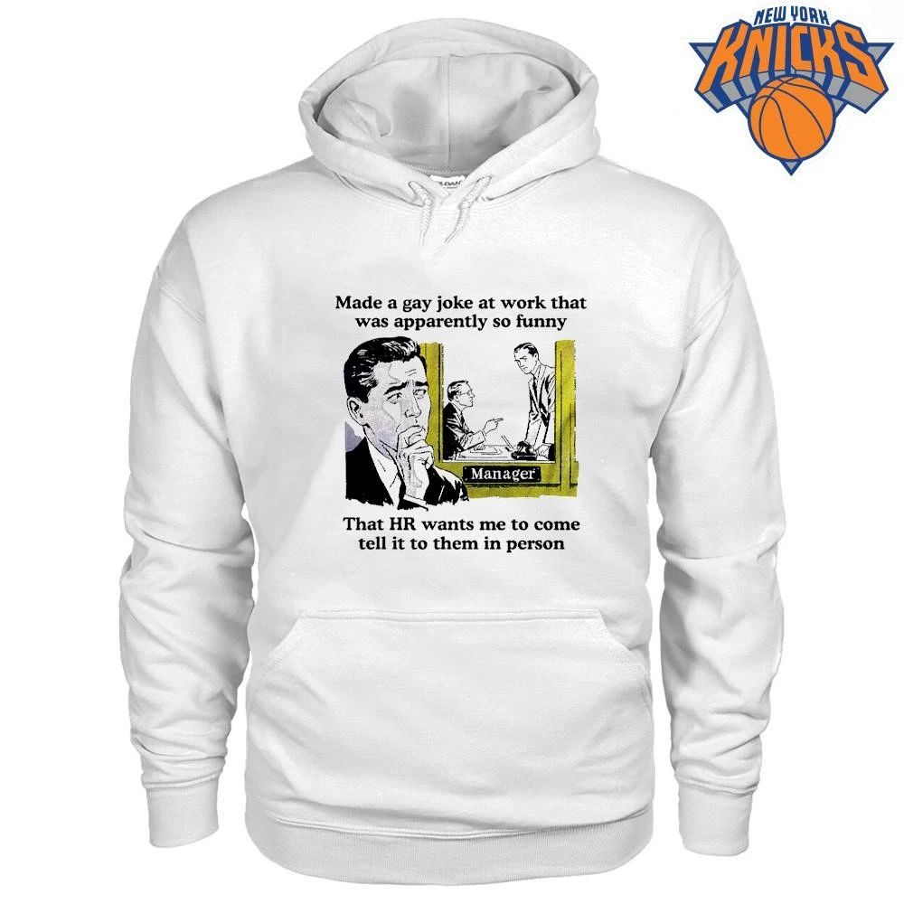 Made A Gay Joke At Work HR Funny Workplace Quote Retro Comic Style Unisex Cotton T Shirt
