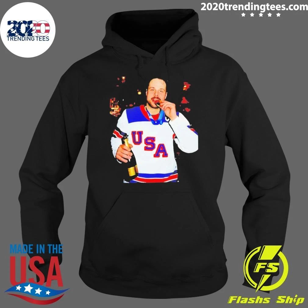 Auston Matthews Usa Hockey Champions Medal And Beer Shirt