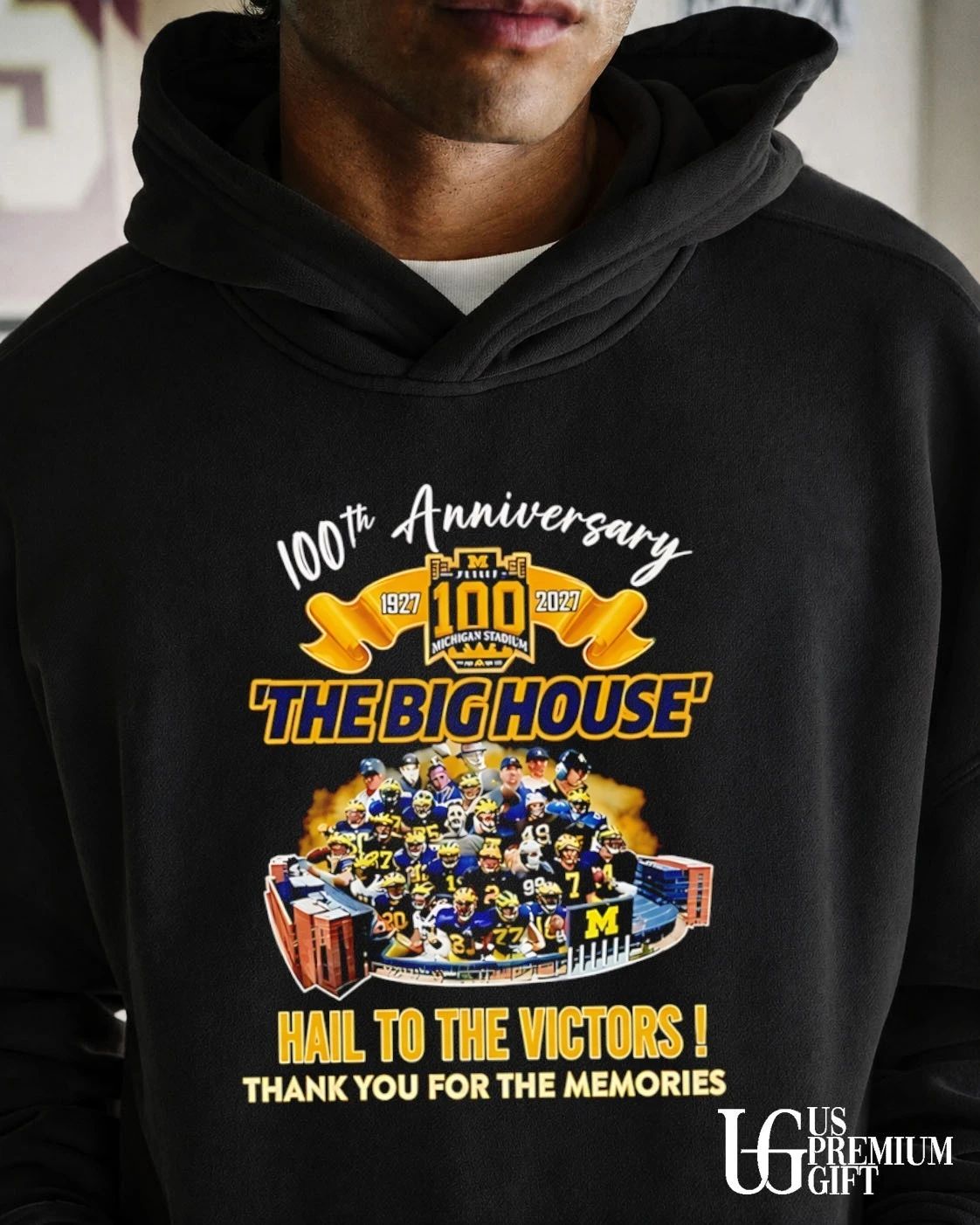 Michigan Wolverines The Big House 100 Years 1927-2027 Hail To The Victors thank you for the memories signature shirt