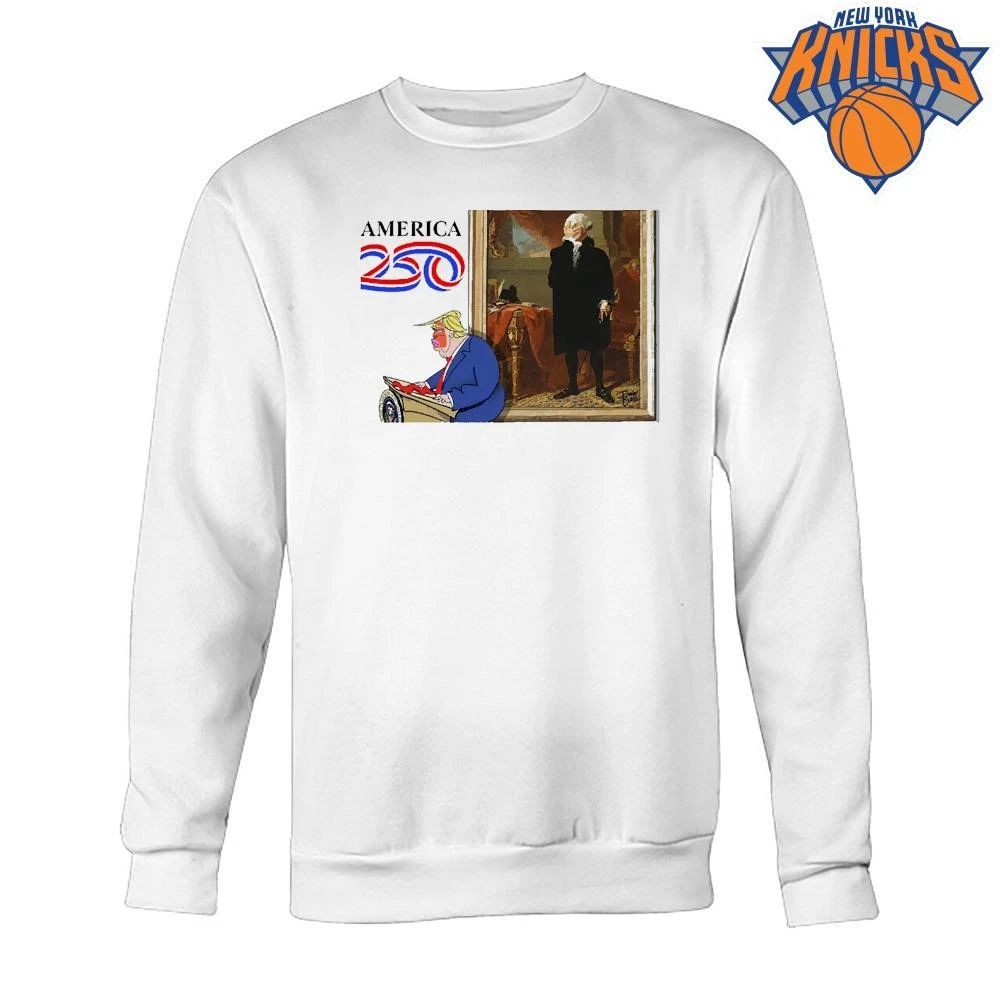 George Washington facepalm America 250 ribbon and Trump podium funny political meme shirt