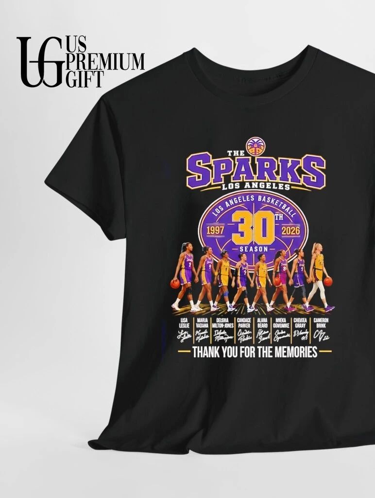 Los Angeles Sparks 30th Season 1997-2026 Hoosier Basketball thank you for the memories signatures shirt