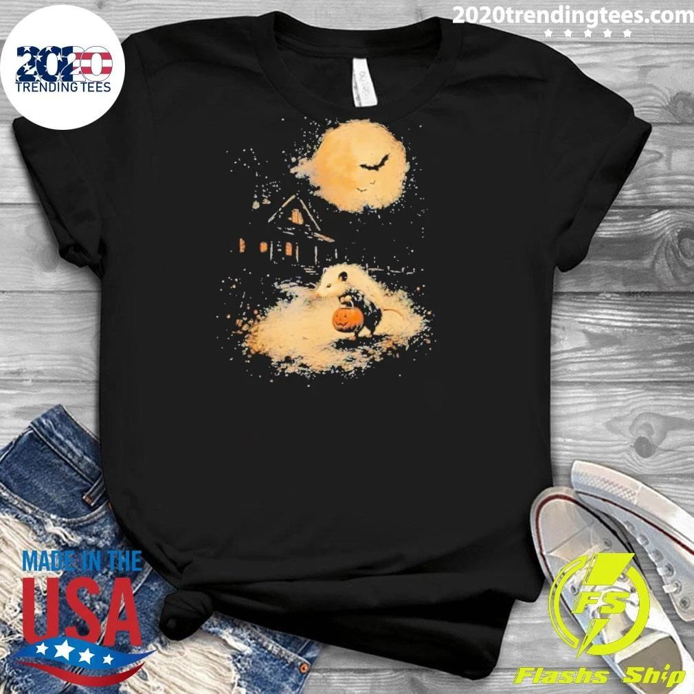 Opossum 2026 Halloween Pumpkin Spooky Moon Shirt