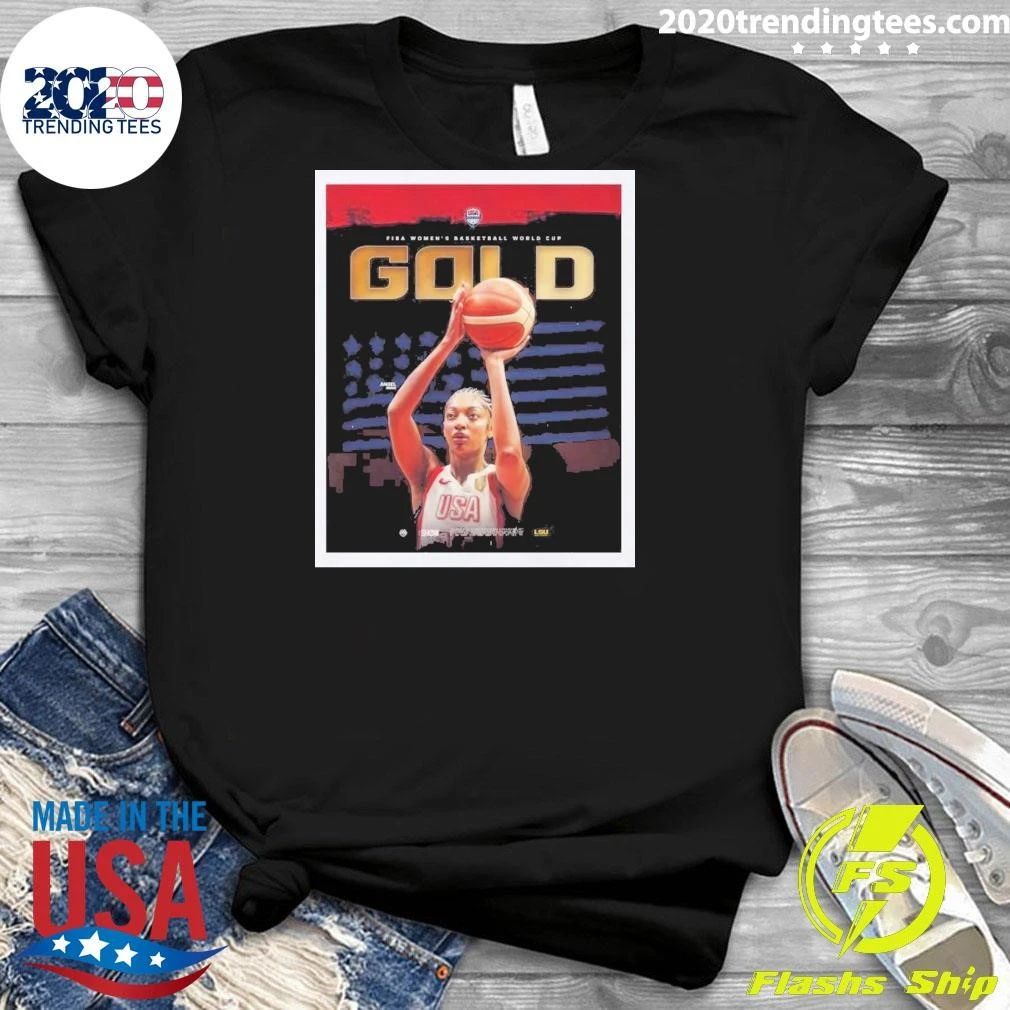 FIBA Women’s Basketball World Cup USA Champions Angel Reese Gold Medal Winner Team USA Basketball Shirt