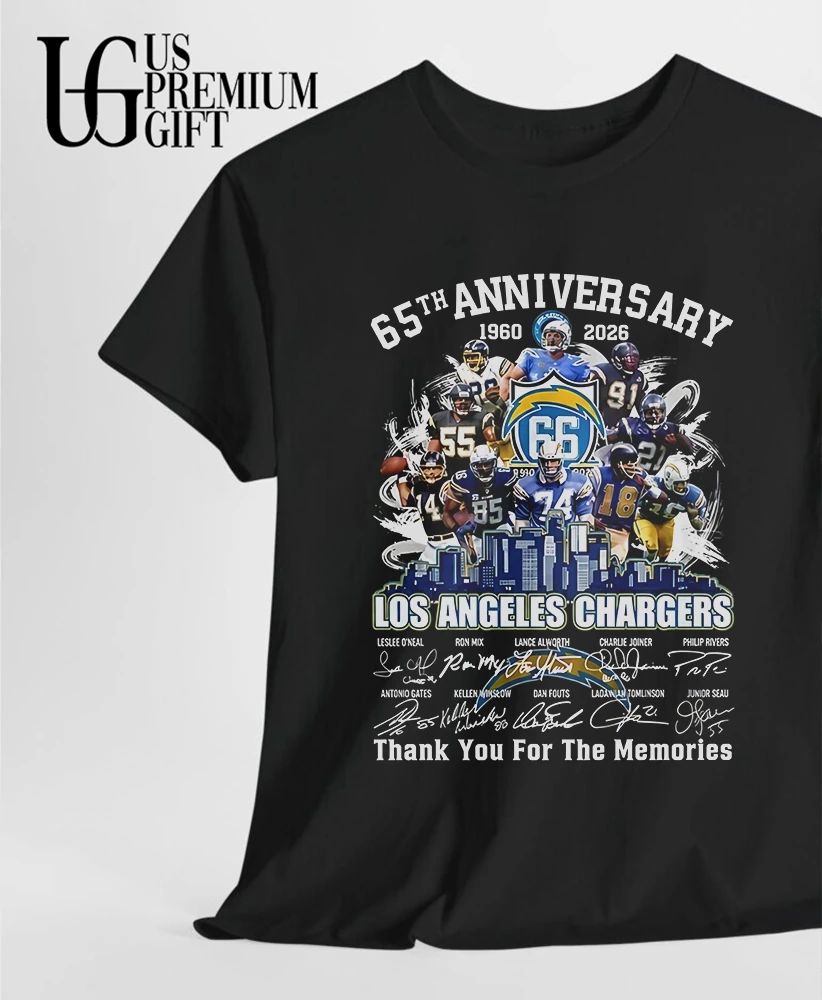 Los Angeles Chargers 65th Anniversary 1960-2026 Legends thank you for the memories signature shirt