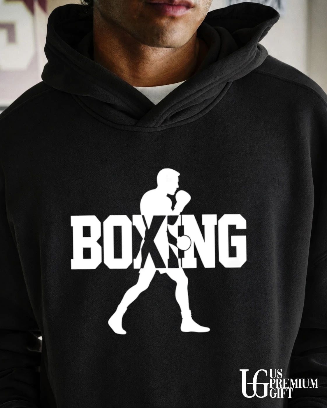 Boxing silhouette in bold typography shirt