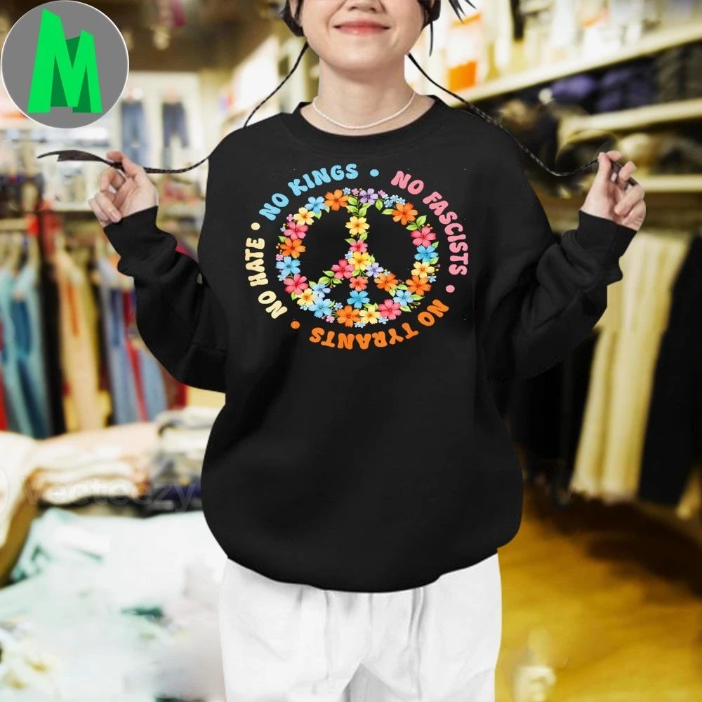 No Tyrants No Kings Floral Peace Sign Political Protest Shirt