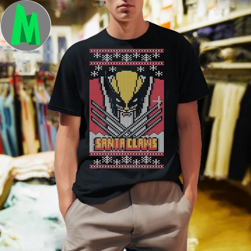 Santa Claus And Wolverine’s Claws Ugly Santa Claws Shirt