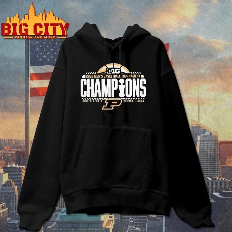 Purdue Boilermakers Black Blue 84 2026 Big Ten Men’s Basketball Tournament Champions Locker Room Shirt
