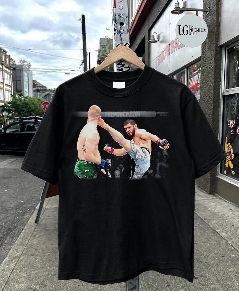 Islam Makhachev head kick Ian Machado Garry photo shirt