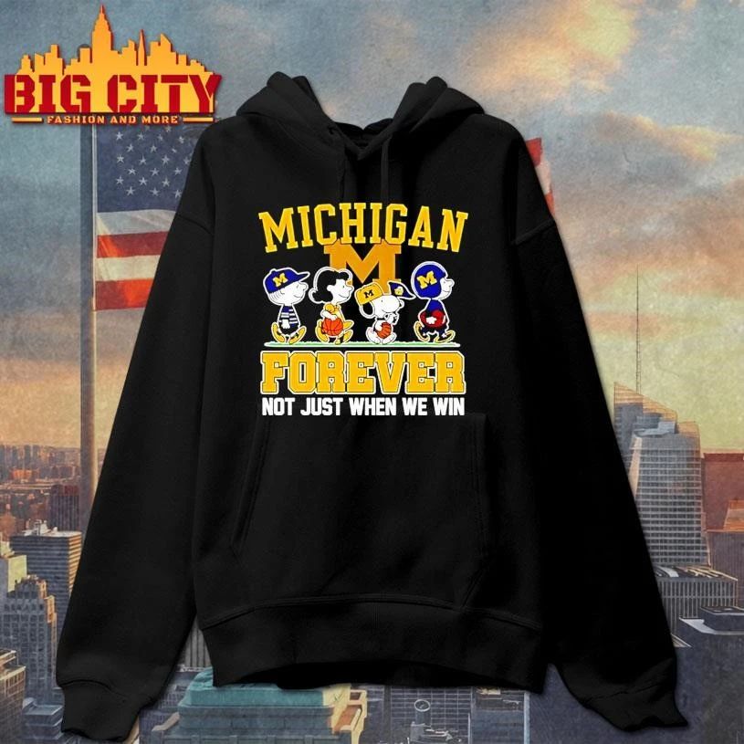 Peanuts Characters Michigan Wolverines Forever Not Just When We Win Graphic Shirt