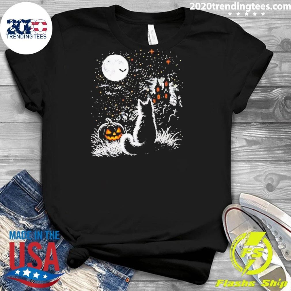 Black Cat Moon Pumpkin Halloween 2026 shirt