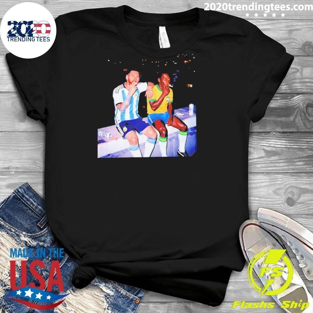 Messi And Pelé Legends Smoking Skyline Shirt