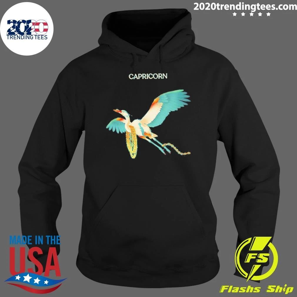 Capricorn Heron With Gold Chains Zodiac Shirt