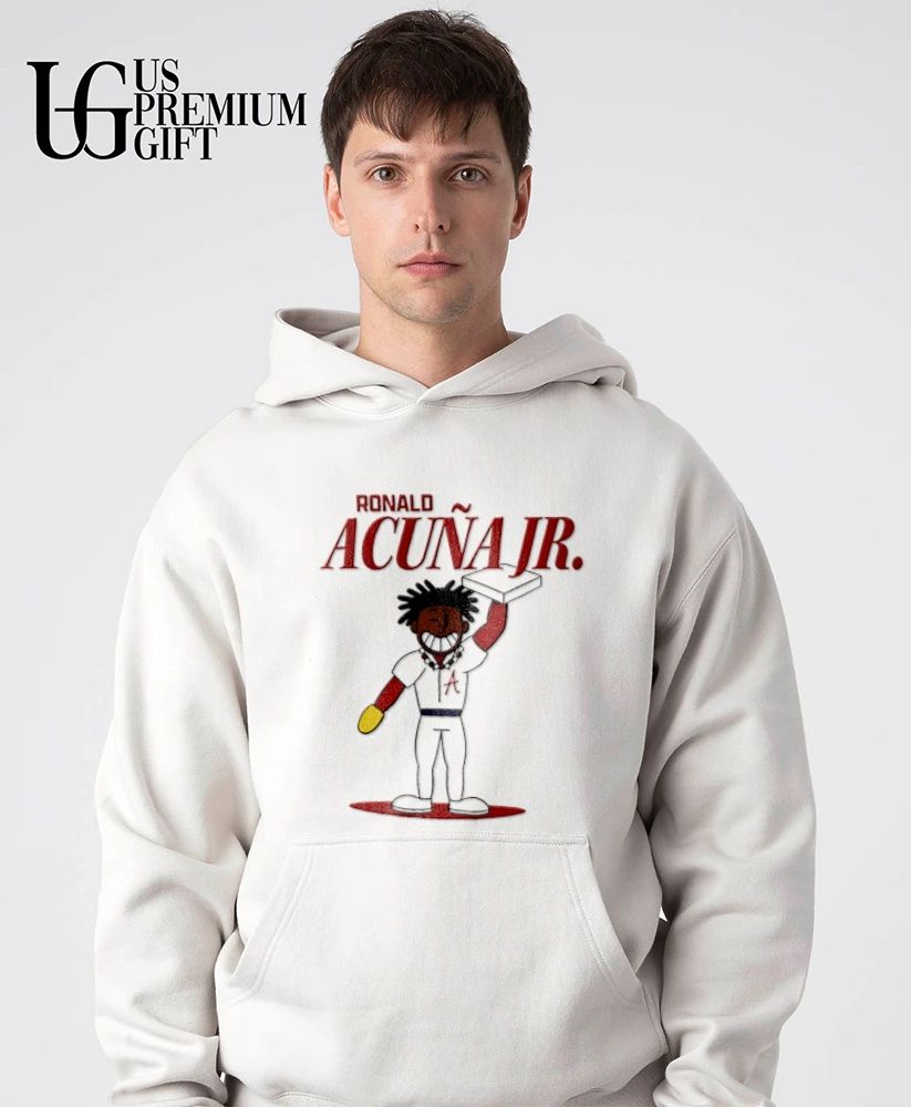 Ronald Acuna Jr Atlanta Braves holding baseball shirt