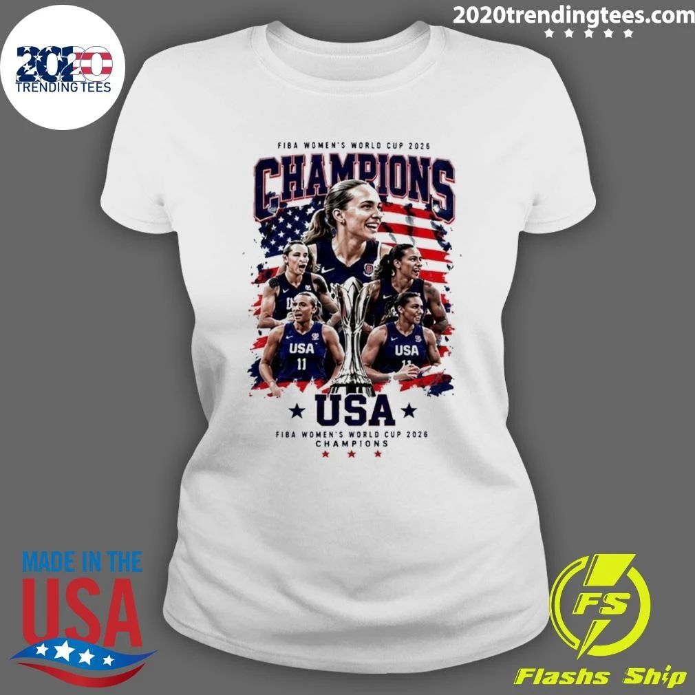 FIBA Women’s Basketball World Cup 2026 USA Flag Gold Trophy Team Champions Shirt