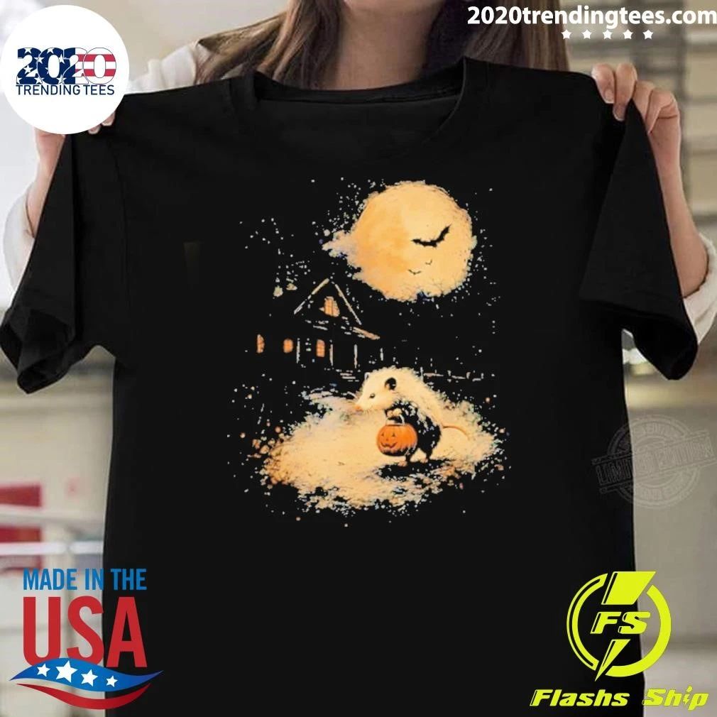 Opossum 2026 Halloween Pumpkin Spooky Moon Shirt