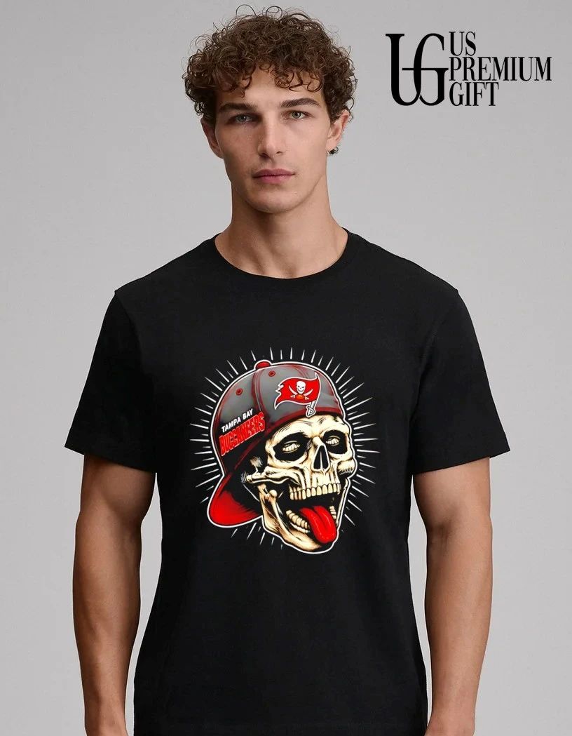 Skull Tampa Bay Buccaneers tongue out hat shirt