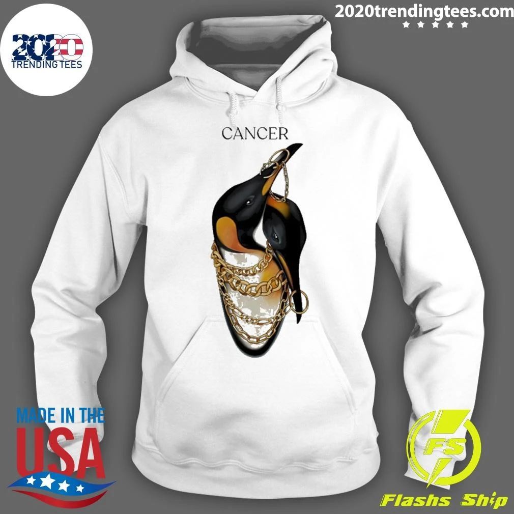 Cancer Zodiac Penguin with Gold Chains Shirt
