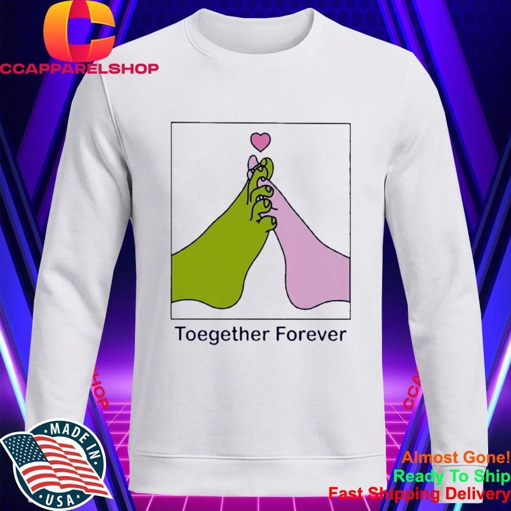 Together Forever Green And Pink Feet Interlocked With Heart Shirt