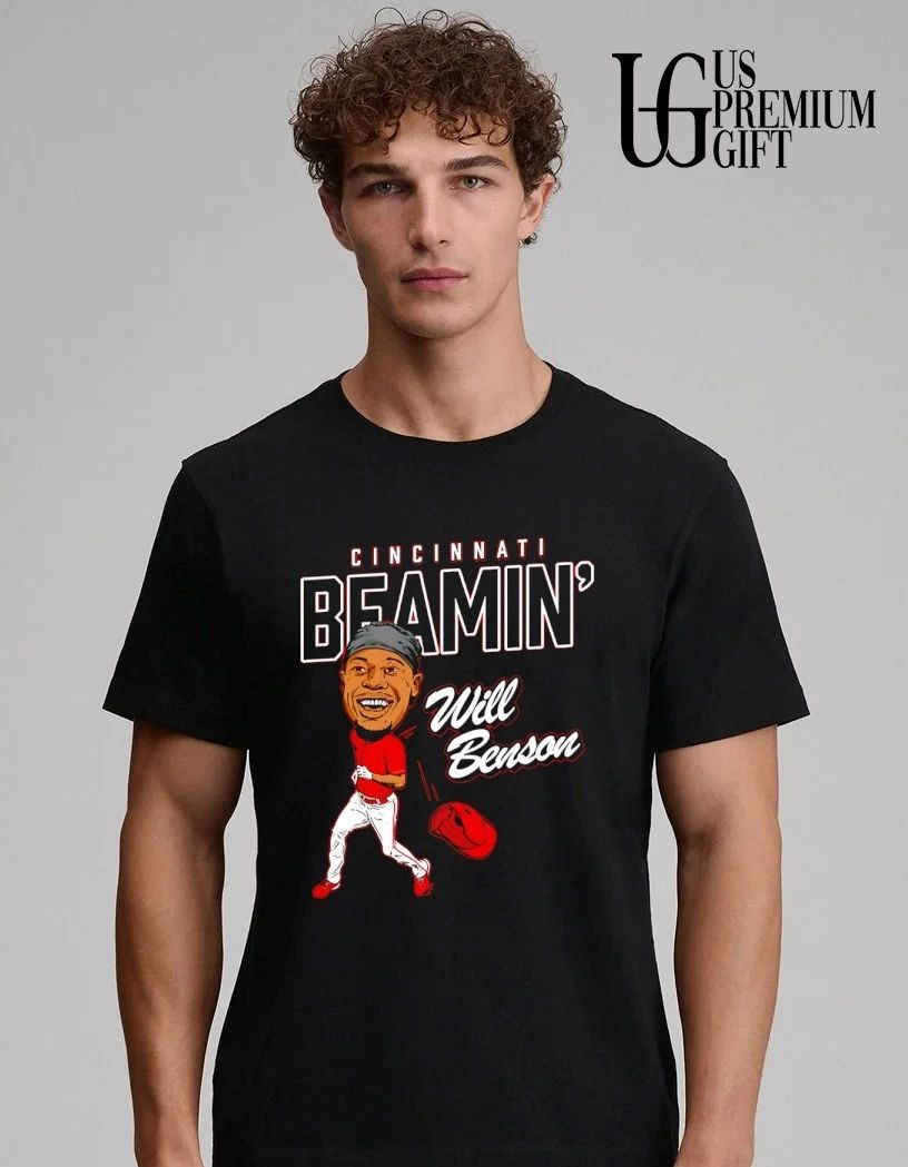 Beamin’ Will Benson Cincinnati Reds baseball 2026 caricature shirt