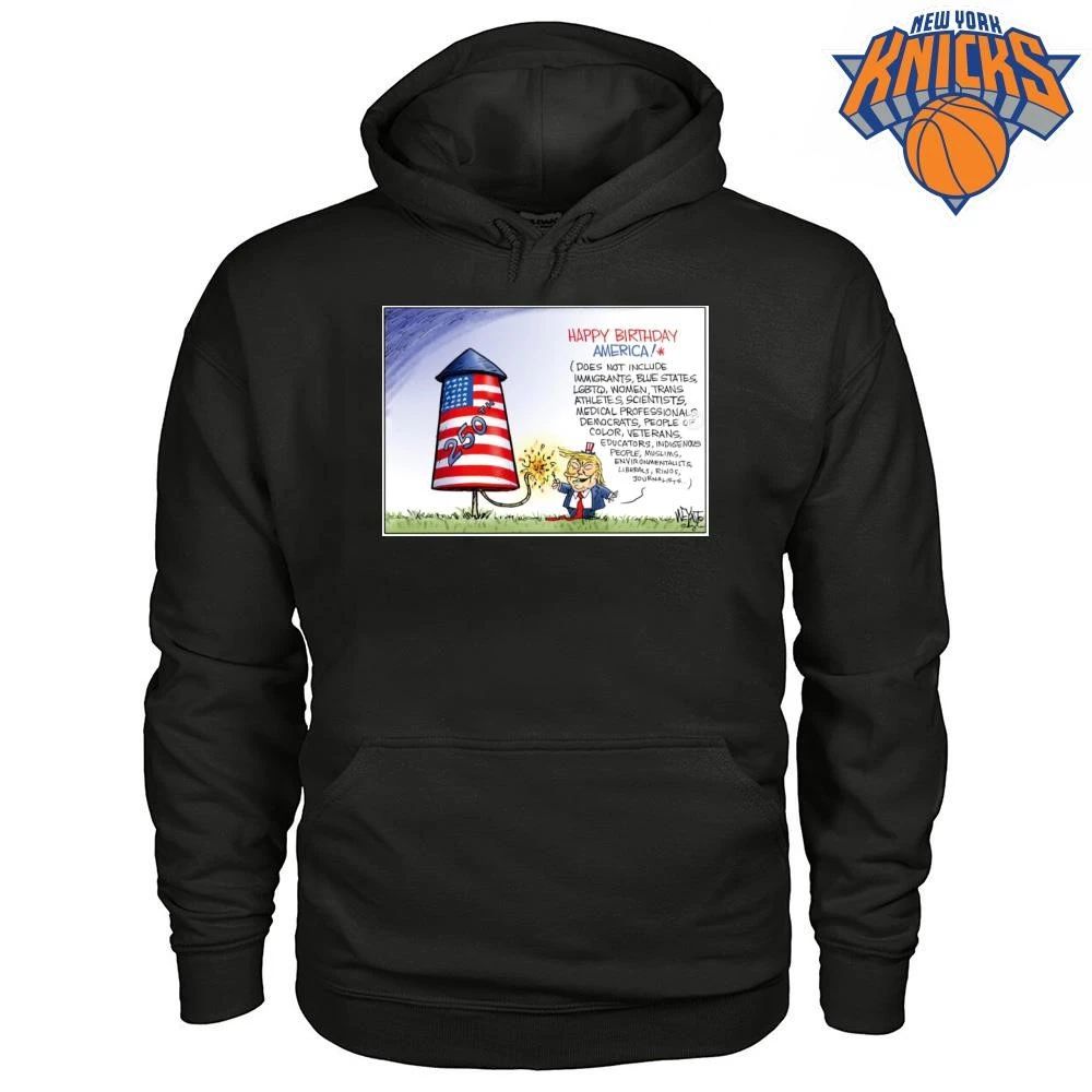 America 250 firework happy birthday but lists excluded groups funny political shirt