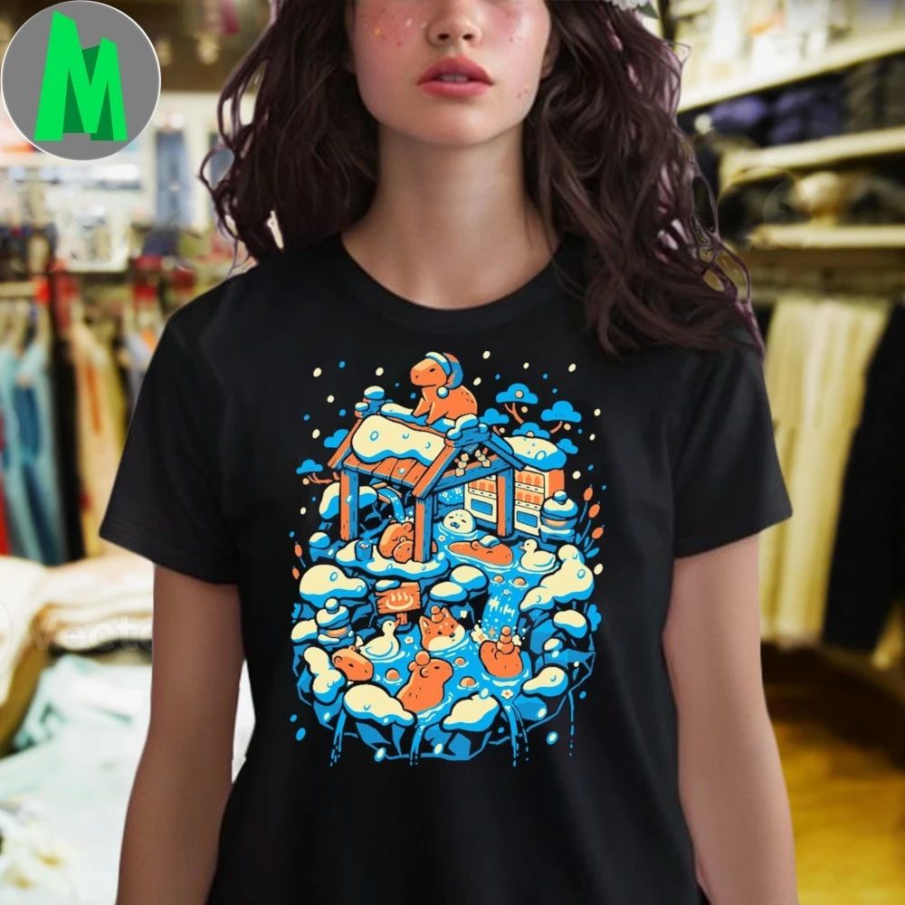 Capybara Onsen Winter hot spring Shirt