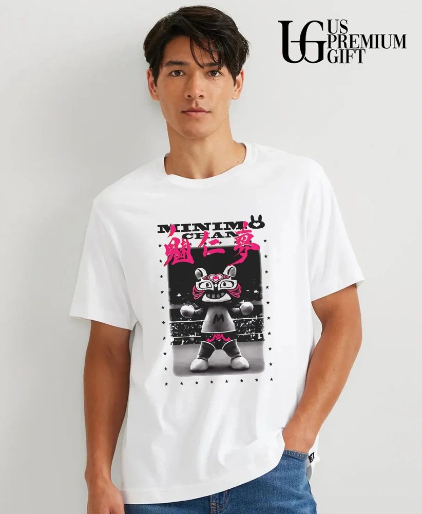 Minimo Chan Lucha Libre Wrestler Masked Bear Character Japanese Kanji shirt