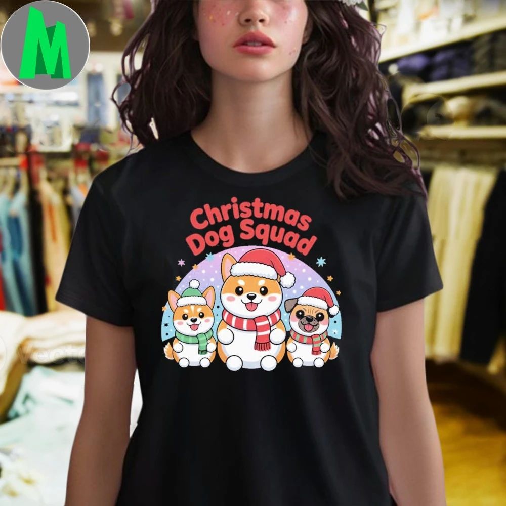 Christmas Dog Squad Cute Holiday Cartoon Shirt