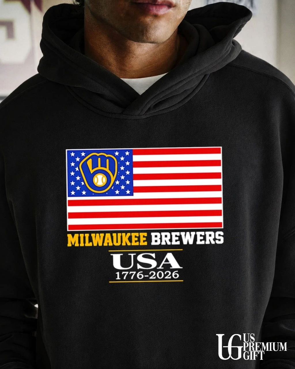 Milwaukee Brewers USA 1776-2026 American flag logo shirt