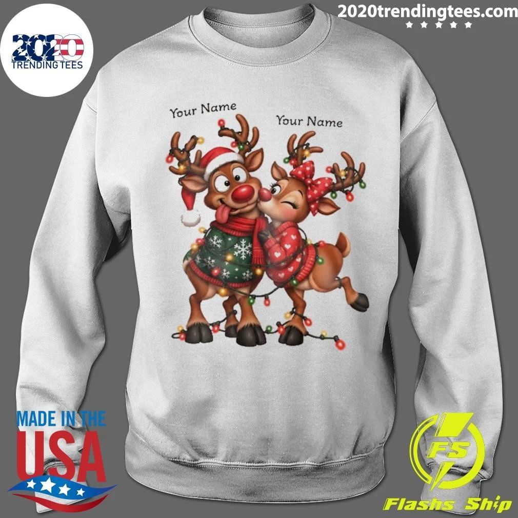 Reindeer Couple Christmas Your Name Sweater Shirt
