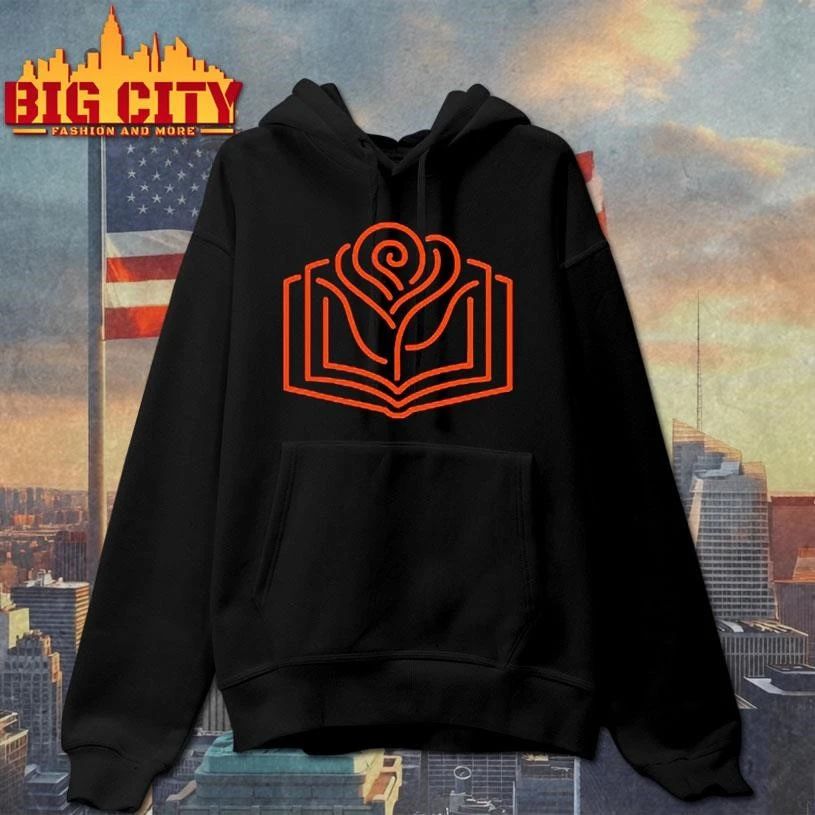 Neon rose in the books graphic shirt