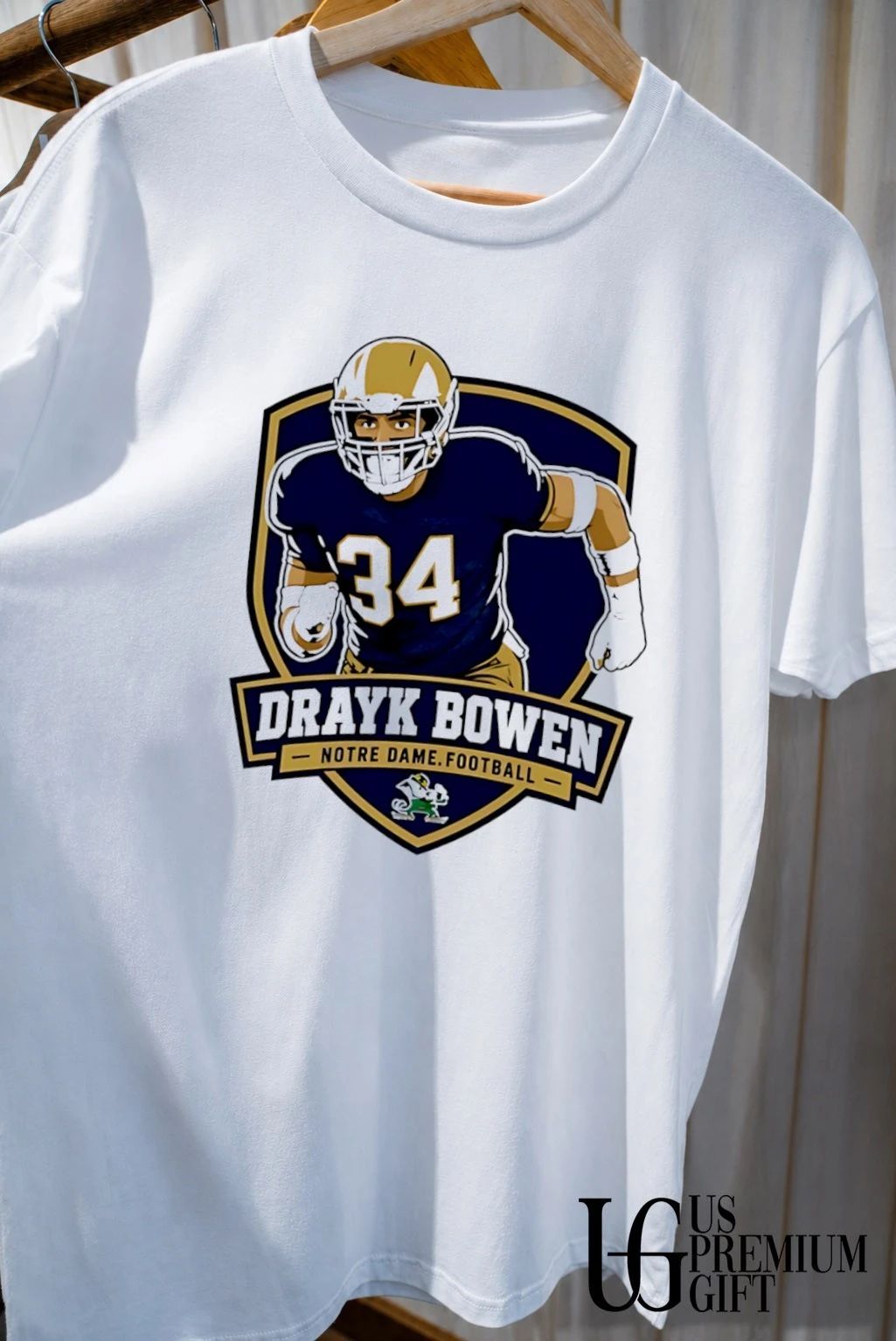 Drayk Bowen Notre Dame Fighting Irish Football Badge shirt