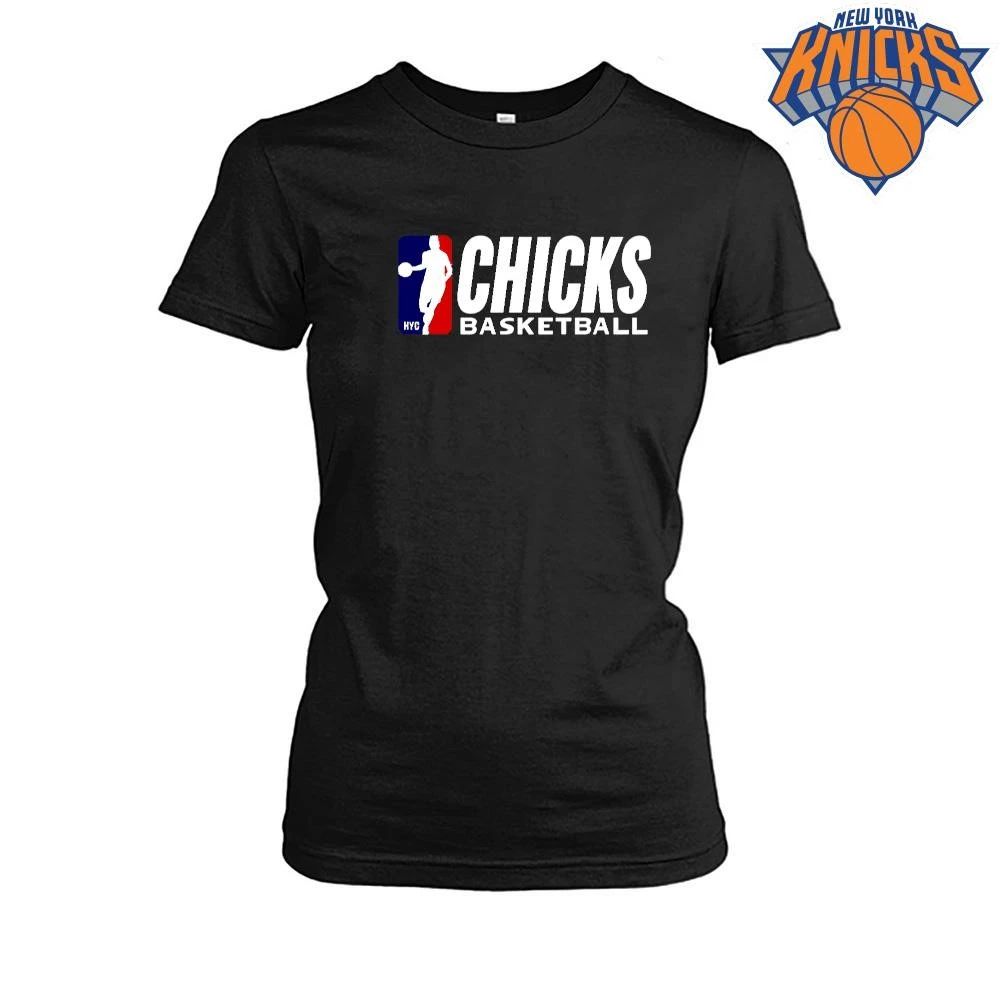 NBA Style Chicks Basketball NYC Logo Red White Blue Graphic shirt