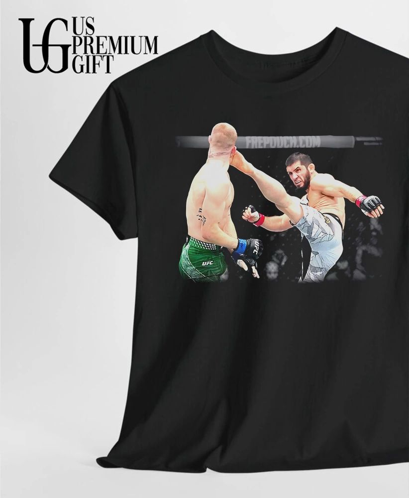 Islam Makhachev head kick Ian Machado Garry photo shirt