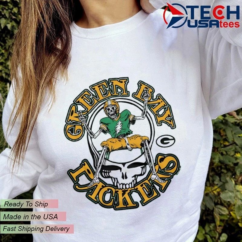 Grateful Dead x Green Bay Packers player skull shirt
