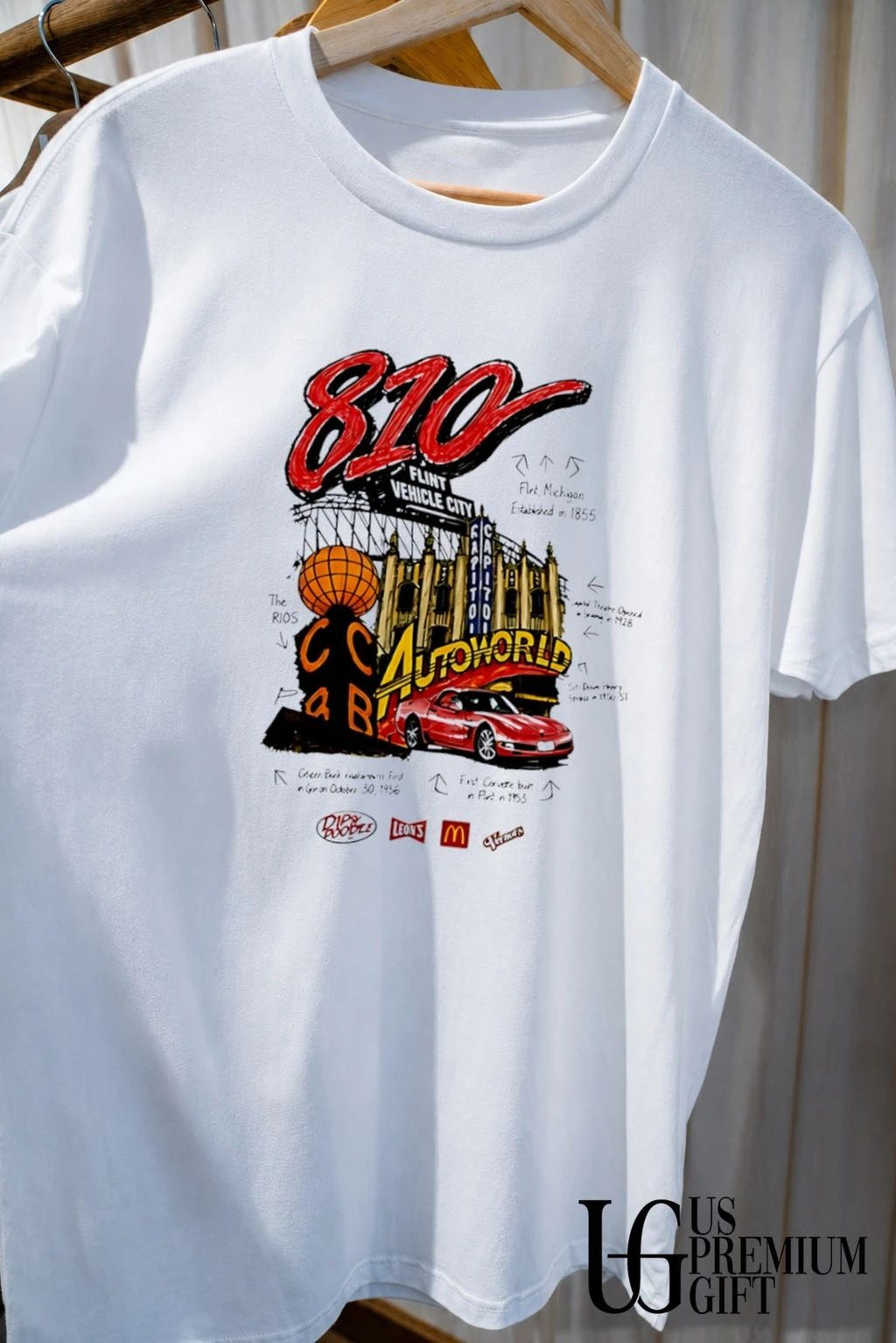 810 Flint Vehicle City Michigan Landmarks and History shirt