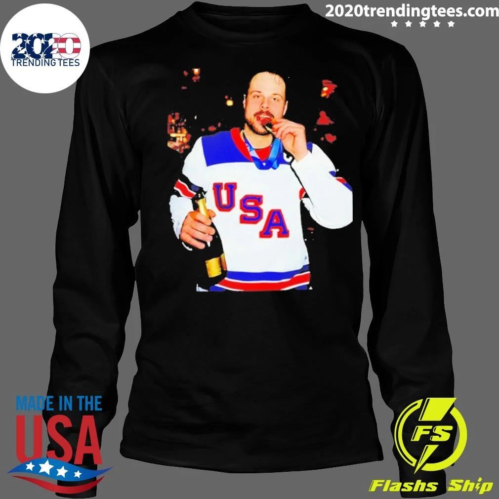 Auston Matthews Usa Hockey Champions Medal And Beer Shirt