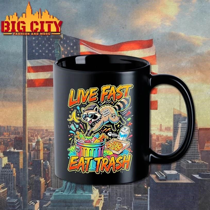Live Fast Eat Trash Raccoon Artwork Shirt