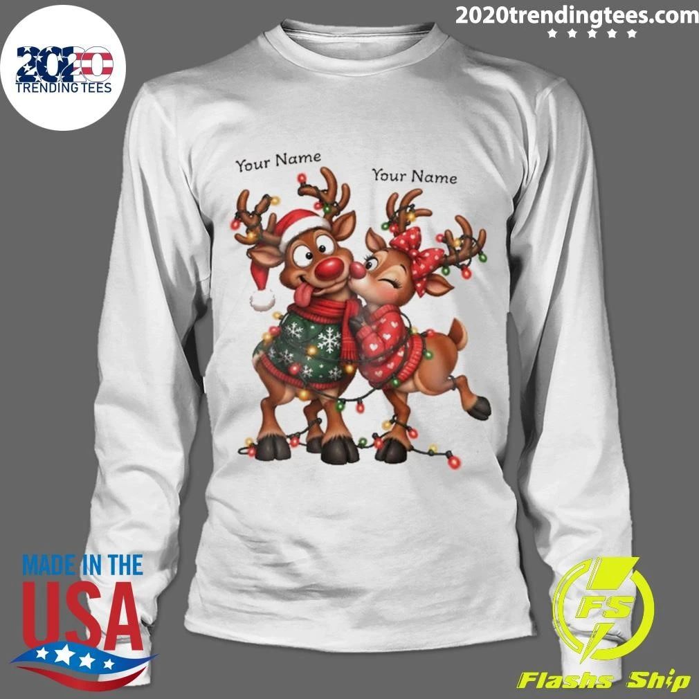 Reindeer Couple Christmas Your Name Sweater Shirt