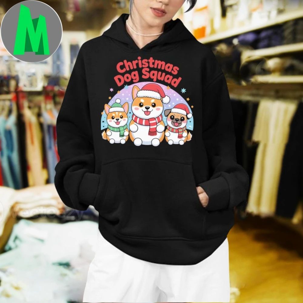 Christmas Dog Squad Cute Holiday Cartoon Shirt