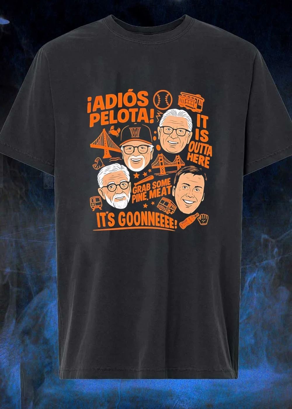 Adios Pelota It Is Outta Here Grab Some Pine Meat Its Goonneeee Baseball Broadcasters Caricature shirt