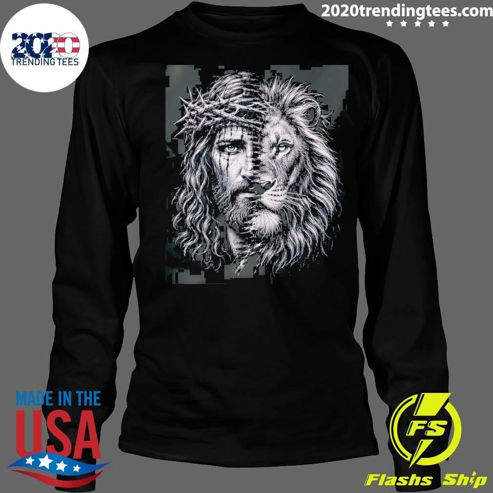 Jesus Lion of Judah Crown of Thorns Graphic Tee Shirt