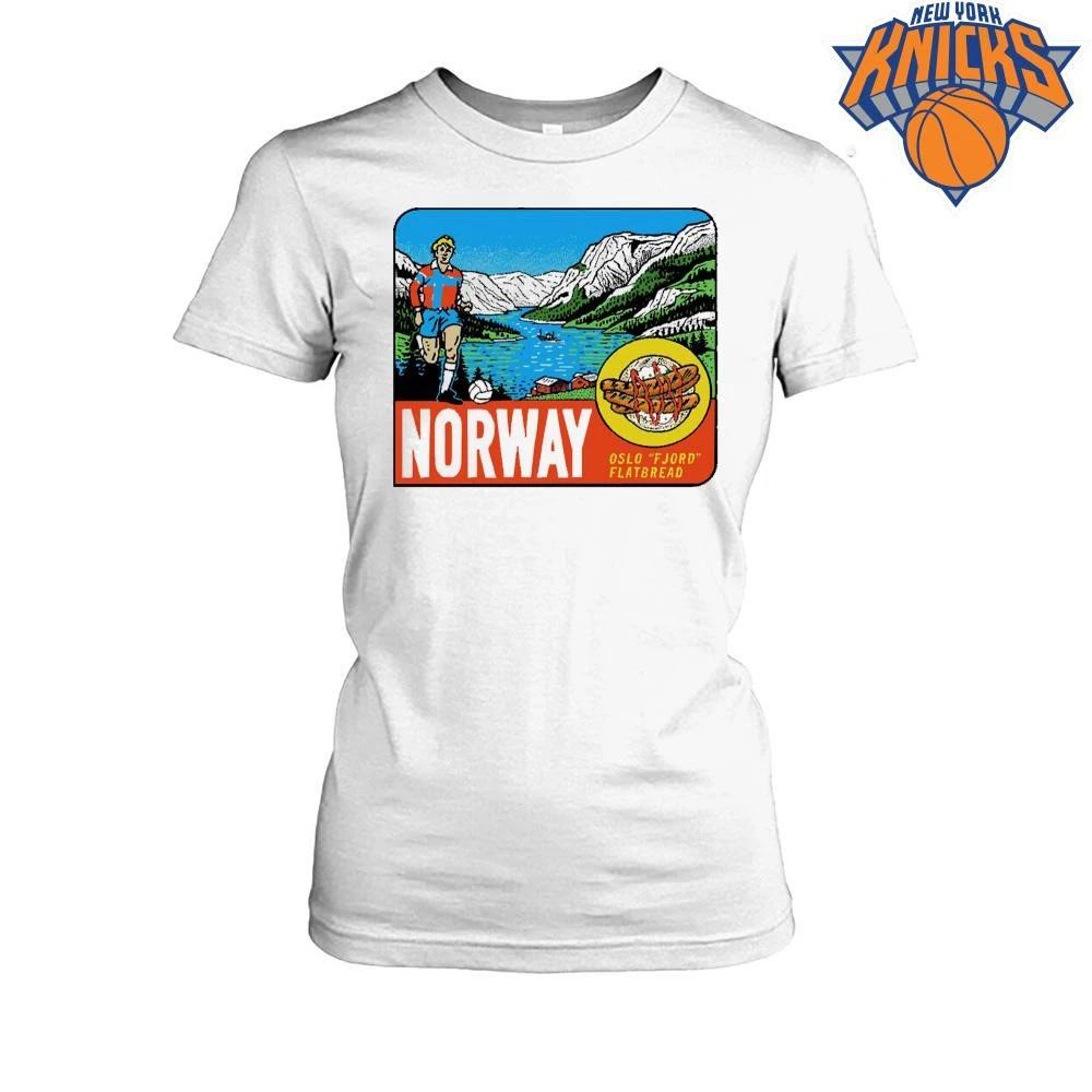 Vintage Norway Soccer Football Oslo Fjord Flatbread Graphic Travel Shirt