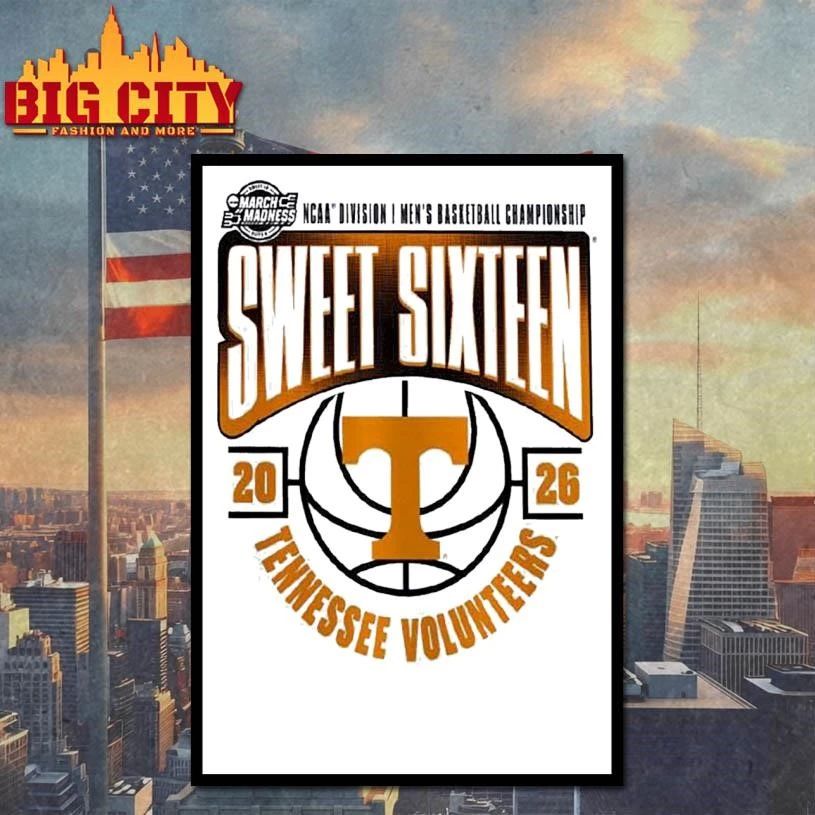 Tennessee Volunteers 2026 NCAA Men’s Basketball Tournament March Madness Sweet 16 College Shirt