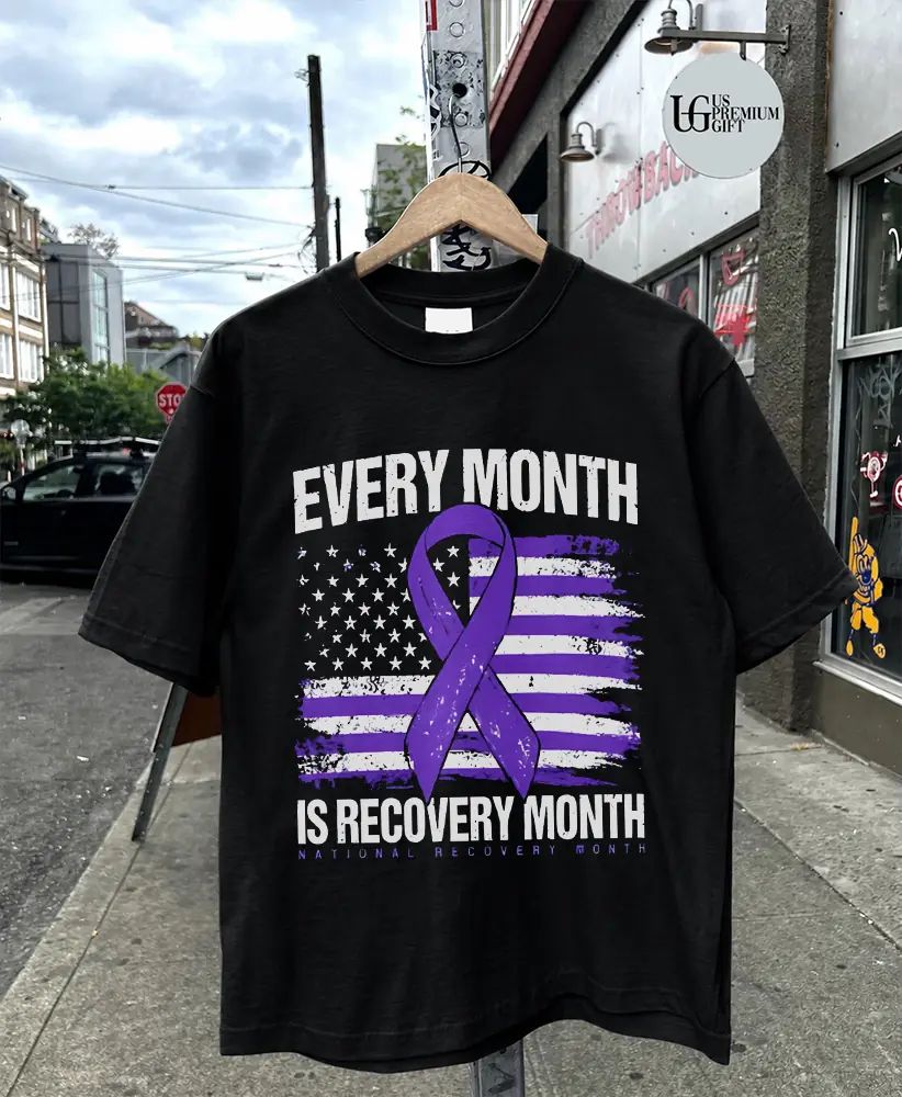 Every Month Is Recovery Month Distressed American flag shirt