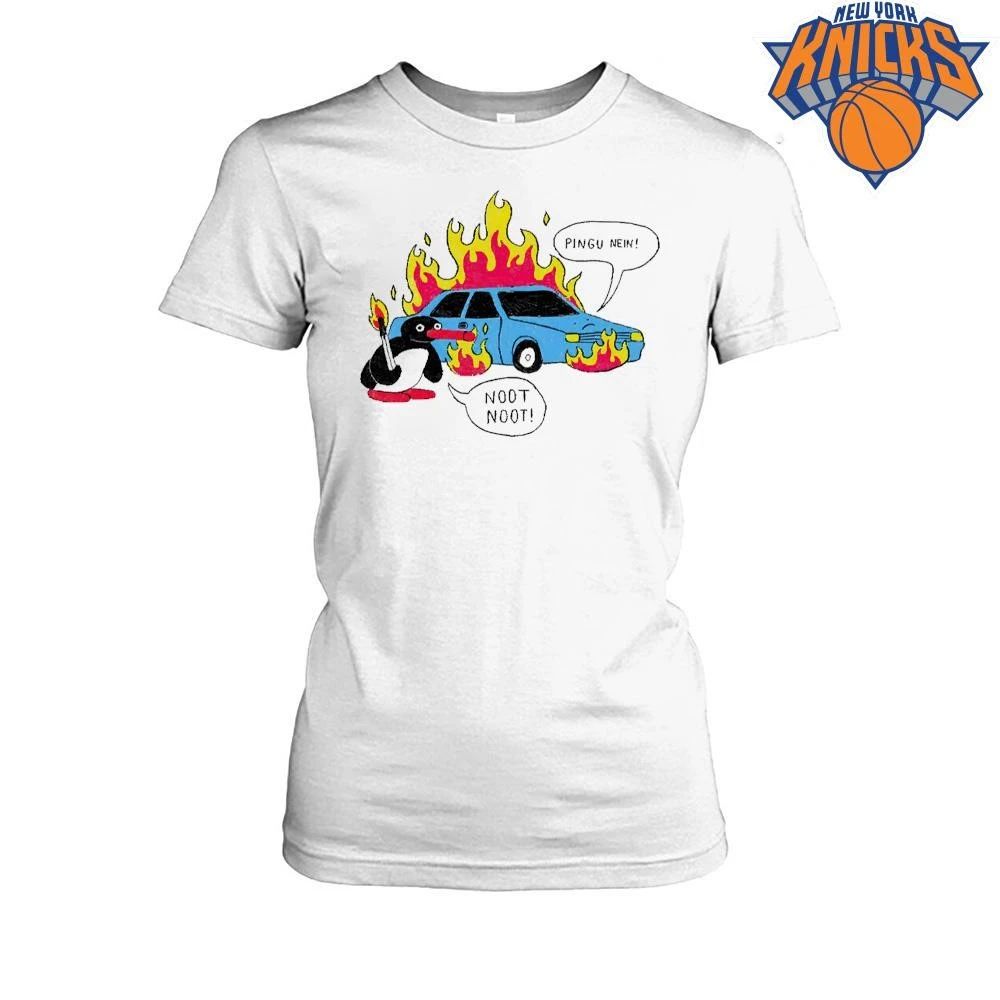 Pingu Nein Noot Noot Burning Car Arson Penguin Meme Shirt